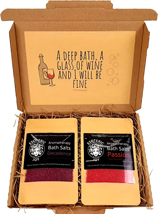 Little Box of Big Ideas - Bath Salt Gift Set with Wine in Bath Message – Relaxing Spa Gift - Pamper Bath Gift Set- Letterbox Gift – Self Care Gift – Stress Relief – Thinking of You Gift