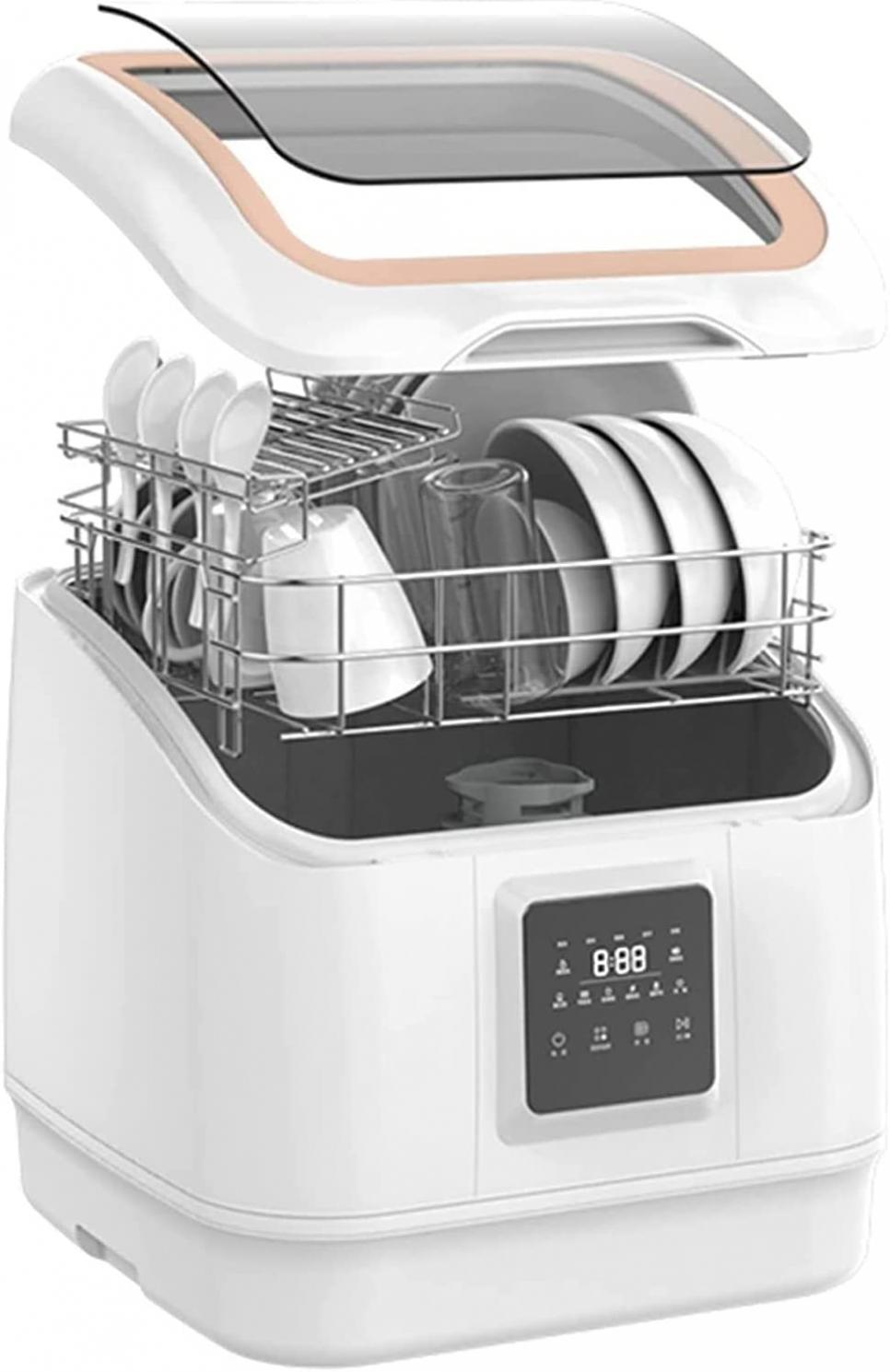 GATASE Countertop Dishwasher, IAGREEA Portable Compact Dishwasher with 7 Washing Programs, Anti-Leakage, Fruit & Vegetable Soaking with Basket, for Small Apartments, Dorms and RVs, White