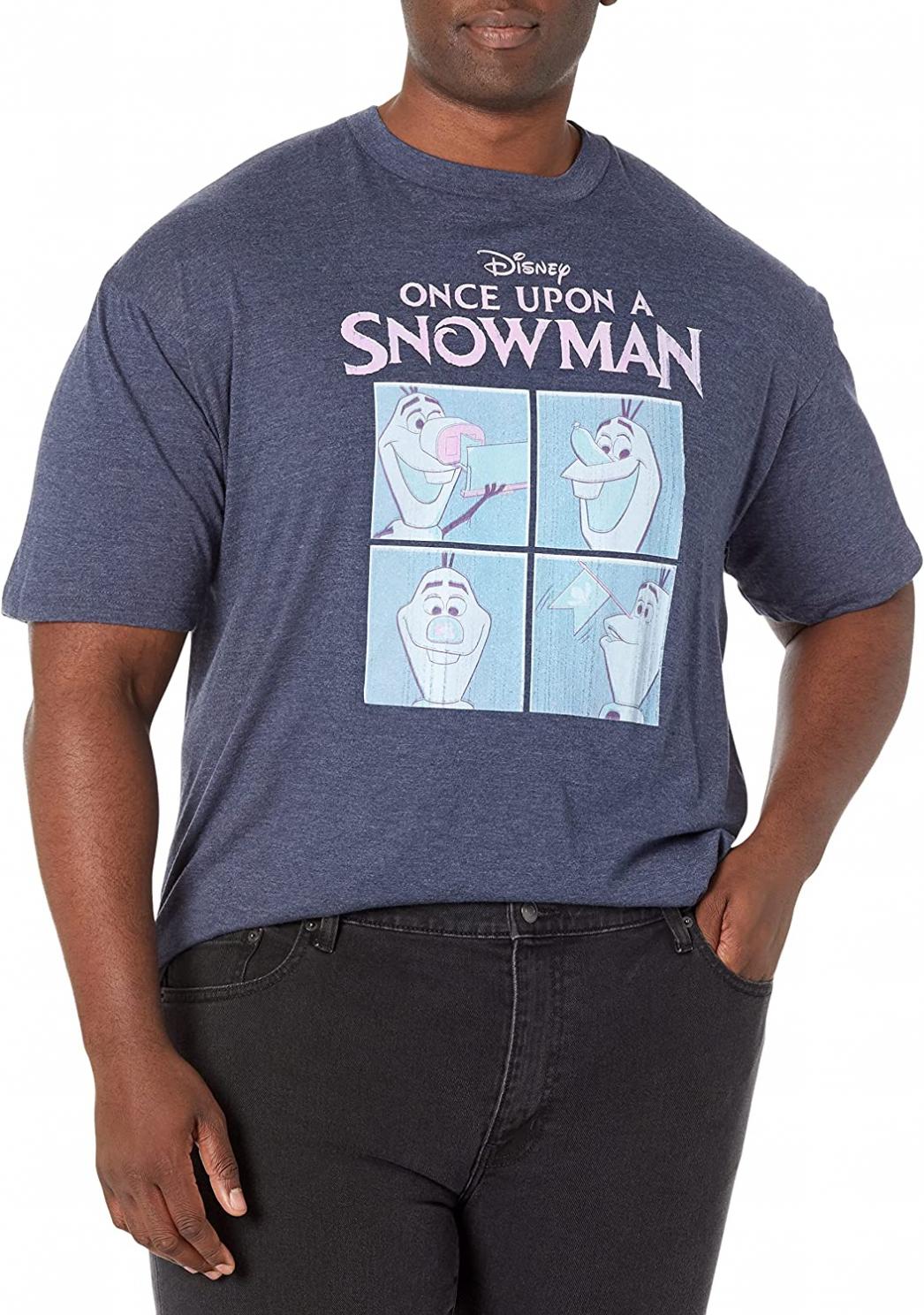 Disney Big & Tall Upon a Snowman Faces of Olaf Men's Tops Short Sleeve Tee Shirt
