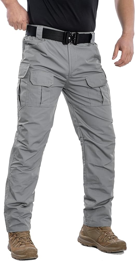 NAVEKULL Men's Outdoor Tactical Pants Rip Stop Lightweight Waterproof Military Combat Cargo Work Hiking Pants