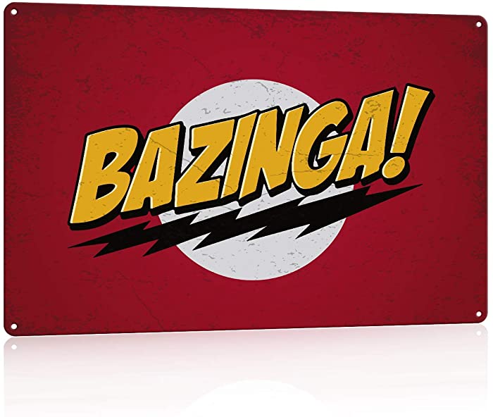 NC The Big Bang Theory Sheldon Bazinga! Wall Art - 8 x 12 Home Business Office Metal Sign