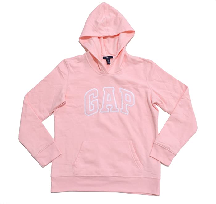 GAP Womens Fleece Arch Logo Pullover Hoodie (Baby Pink, Small)