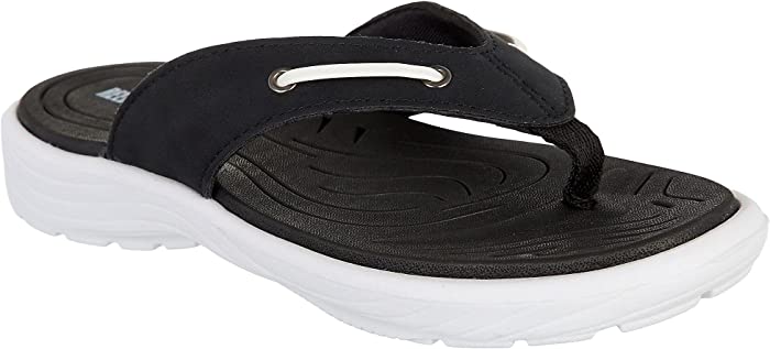 Reel Legends Womens Nautical Flip Flop Sandals | Comfortable and Waterproof Slip-on Thong Sandals for Beach, Walking, Poolside, Cruise, Vacation | Non-Slip and Chafe-Free Straps