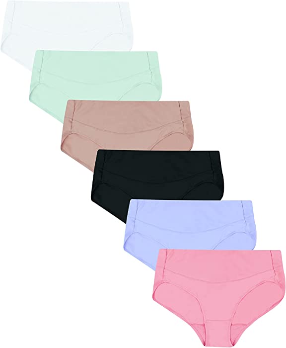 Hanes Women's Signature Smooth Microfiber Hi-Cut Underwear 6-Pack