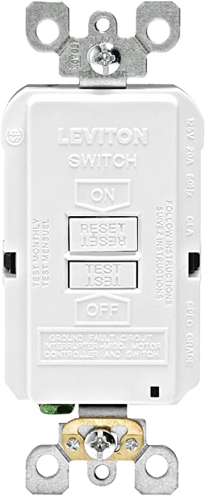 Leviton GFRBF-W Self-Test SmartlockPro Slim Blank Face GFCI Receptacle with LED Indicator, 20-Amp, White
