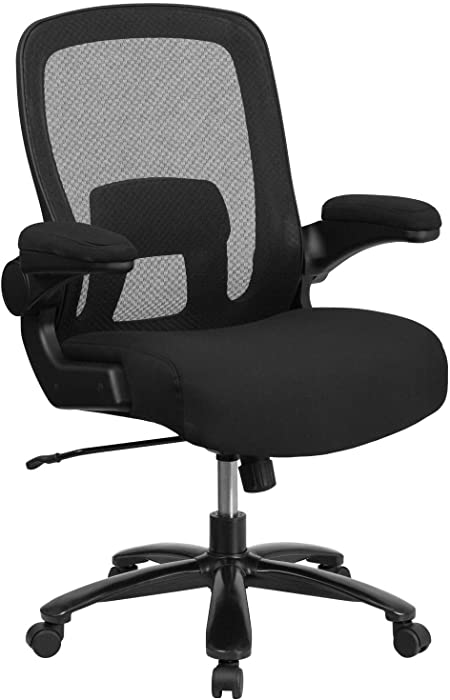 Flash Furniture Big & Tall Office Chair | Black Mesh Executive Swivel Office Chair with Lumbar and Back Support and Wheels