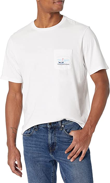 vineyard vines Men's Long-Sleeve Vintage Baseball Whale Pocket T-Shirt