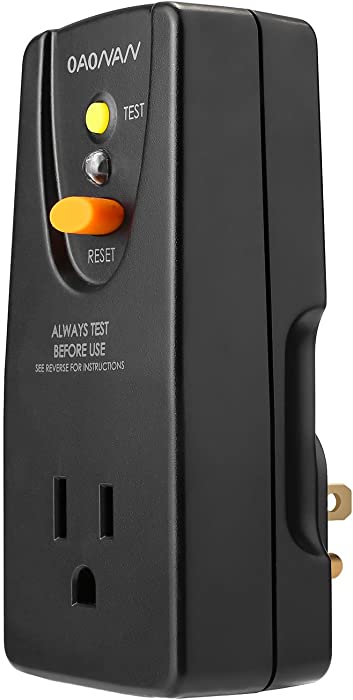 OAONAN GFCI Plug 15 Amp Grounded 3-Prong, GFCI Outlet Adapter Portable with One Outlet and Male Plug-in Ground Fault Circuit Interrupter to Protect Electric Safety for Indoor Use, ETL Listed