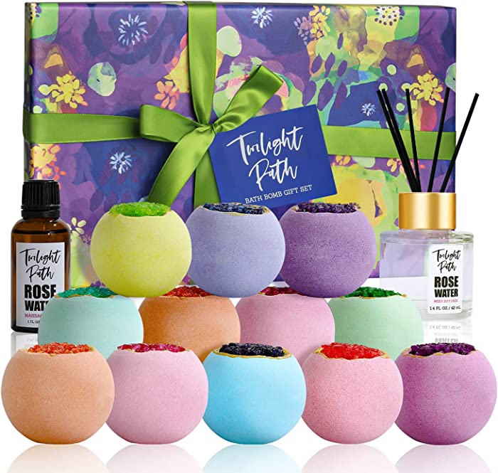 Bath Bombs Set - TWILIGHT PATH Bath Bombs Gift Set 14 Pack Bubble Bath Shower Bombs for Women Home Spa Gift Bath Set Gifts with Massage Oil Body Works Mother's Day Gift