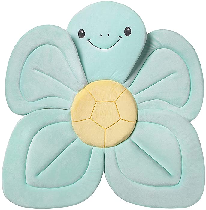 DR.TALBOT'S Nuby Turtle Baby Bath Cushion for Bathtub or Sink, Soft and Easy to Dry Fabric, 0-6 Months, Turquoise