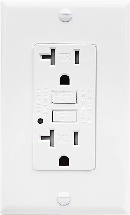 Four Bros 20-Amp GFCI Outlet, Tamper Resistant TR, Self-Test, Self-Grounding, 125V, UL Listed, White