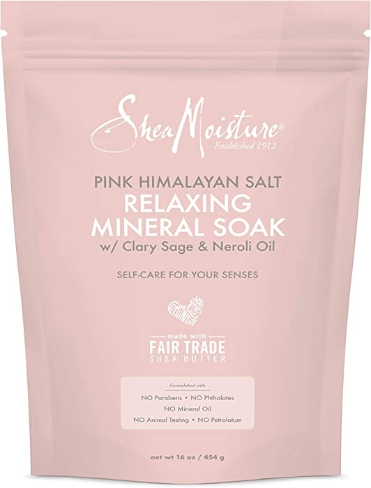 SheaMoisture Relaxing Mineral Soak Bath Salts for All Skin Types Pink Himalayan Salt Bath Salts Cruelty Free Skin Care, Made with Fair Trade Shea Butter 16 oz