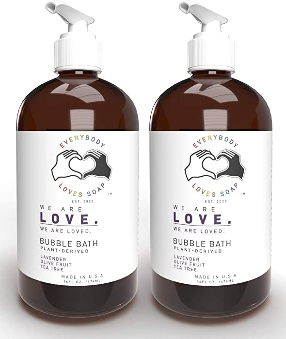 Everybody Loves Soap Plant-Derived Calming Bubble Bath - Nourishing, Moisturizing, and Conditioning - Infused with Natural Essential Oils - Lavender, Olive Fruit, Tea Tree, 16 Ounce, 2 Pack