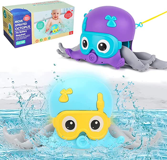 KELOINBV Bath Toys for Baby Crawling Octopus Toys, Floating Bathtub Toy for Kids Cute Wind Up Toys Walking Toys Toddler Infants, Preschool Shower Toys, Children Water Toys, Pool Toys (Purple