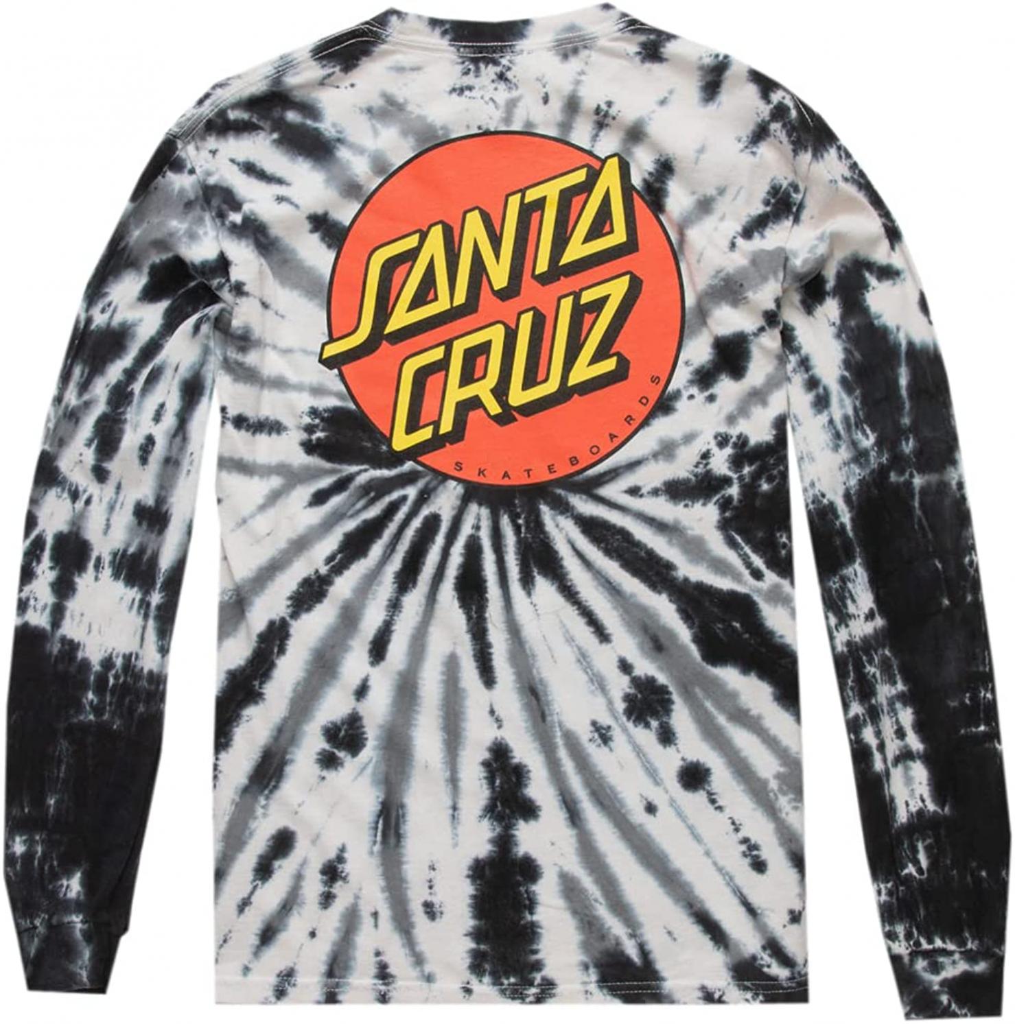 Santa Cruz Skateboards Men's Classic Dot LS Shirts,Large,Twist Black