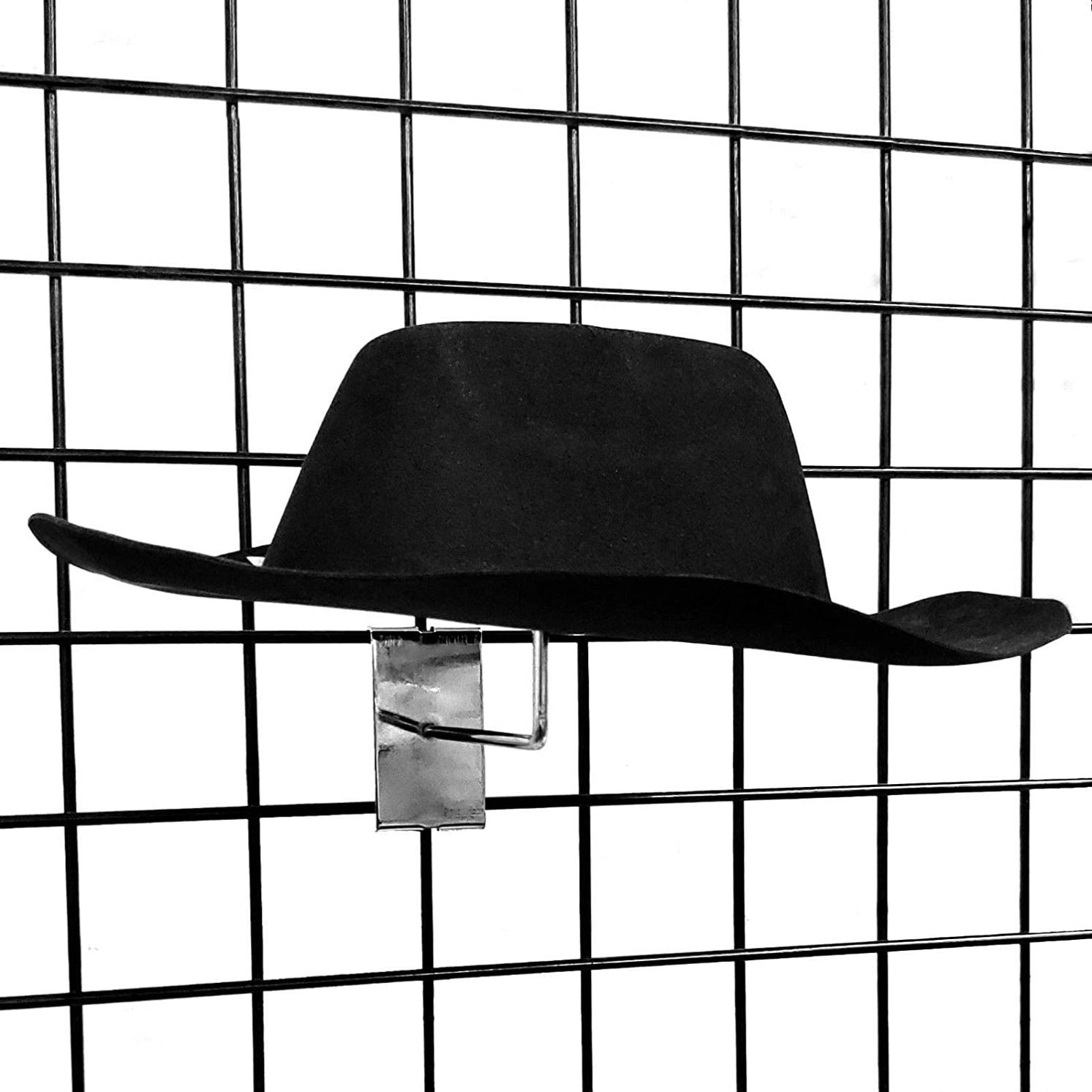 Gridwall Single Hat Display, Grid Panel Millinery Headwear Display Rack, Black, 10 Pack