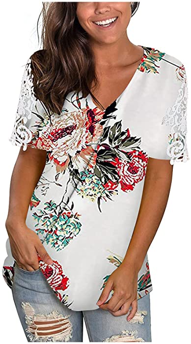 Womens Tops V Neck Summer Lace Petal Sleeve Swiss Dot Shirts J1 - Beige X-Large