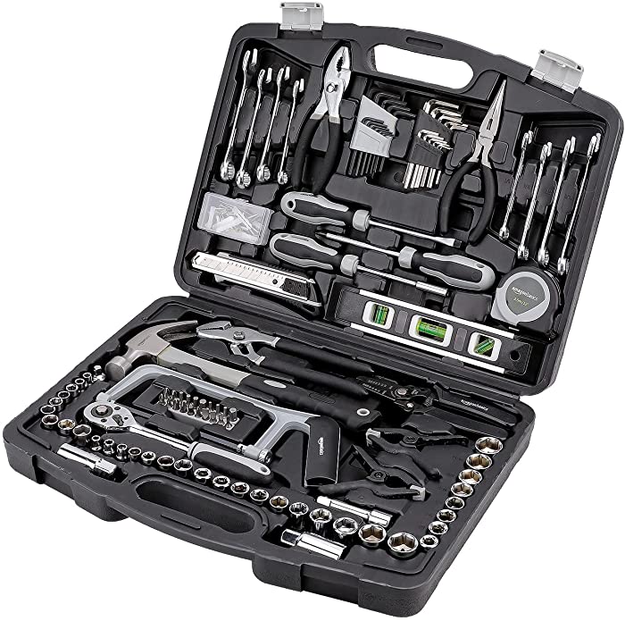 Amazon Basics 173-Piece General Household Home Repair and Mechanic's Hand Tool Kit Set