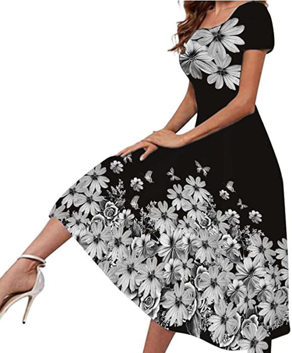 LLDYYDS Women Dresses That Hide Belly Fat for Wedding Guest Green Black Sexy Elegant Short Sleeve Formal Party Summer Boho