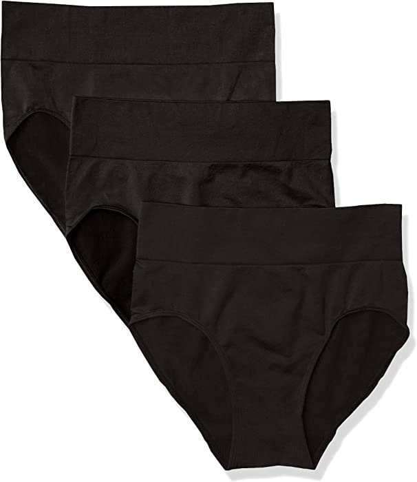 Hanes Women's Panties Pack, Seamless Smoothing High-Waist Briefs, High-Waisted Brief Underwear, 3-Pack (Colors May Vary)
