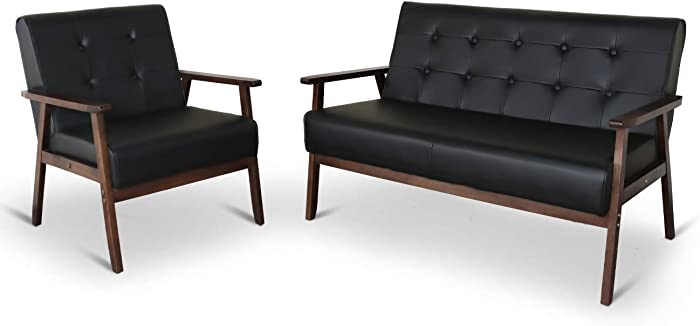 Mid-Century Retro Modern Living Room Sofa Set with Loveseat and Seating Sofa Chair, Couch and Lounge Chairs