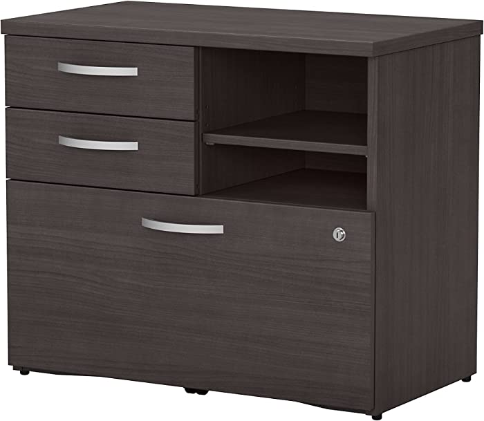 Bush Business Furniture Studio C Office Storage Cabinet with Drawers and Shelves, Storm Gray