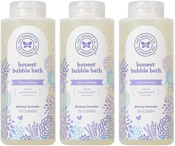 The Honest Company Calming Lavender Hypoallergenic Bubble Bath with Naturally Derived Botanicals, Dreamy Lavender, 12 Fluid Ounce (3 Bottles)