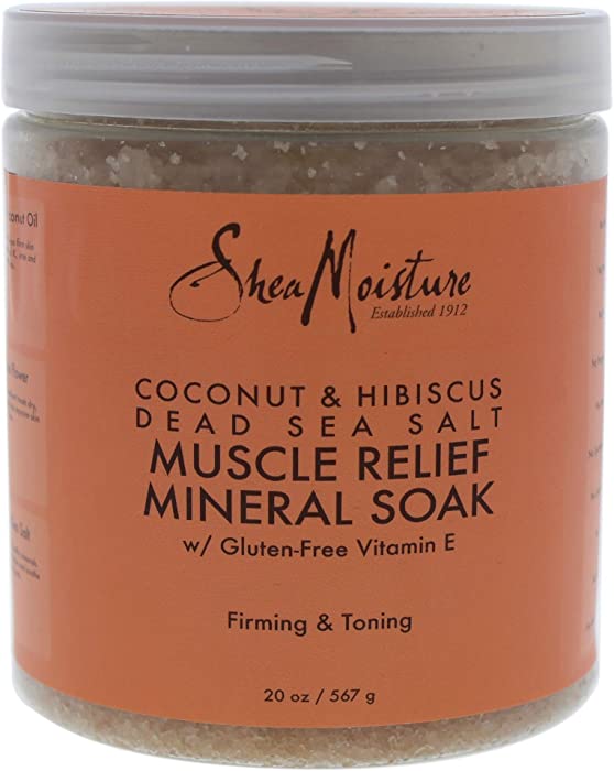 Shea Moisture Coconut & Hibiscus Dead Sea Salt Muscle Relief Mineral Soak for Unisex, 20 Ounce