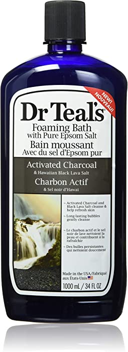 Dr Teal's Activated Charcoal & Lava Foaming Bath with Pure Epsom Salt, 34 oz