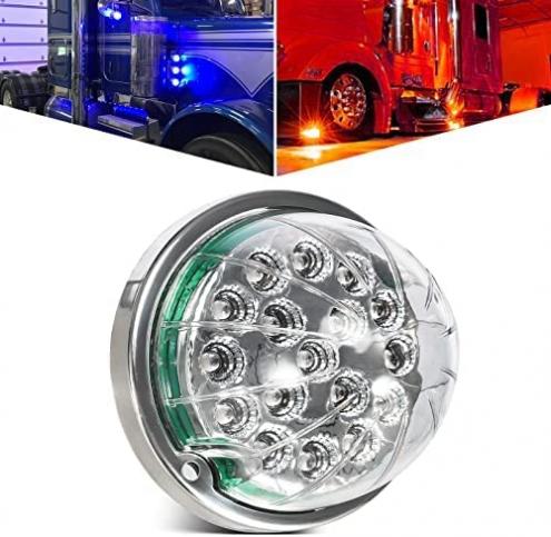 Partsam 1PC Dual Revolution Red Stop Turn and Marker to Blue Auxiliary Led Watermelon Light for Freightliner Kenworth Peterbilt
