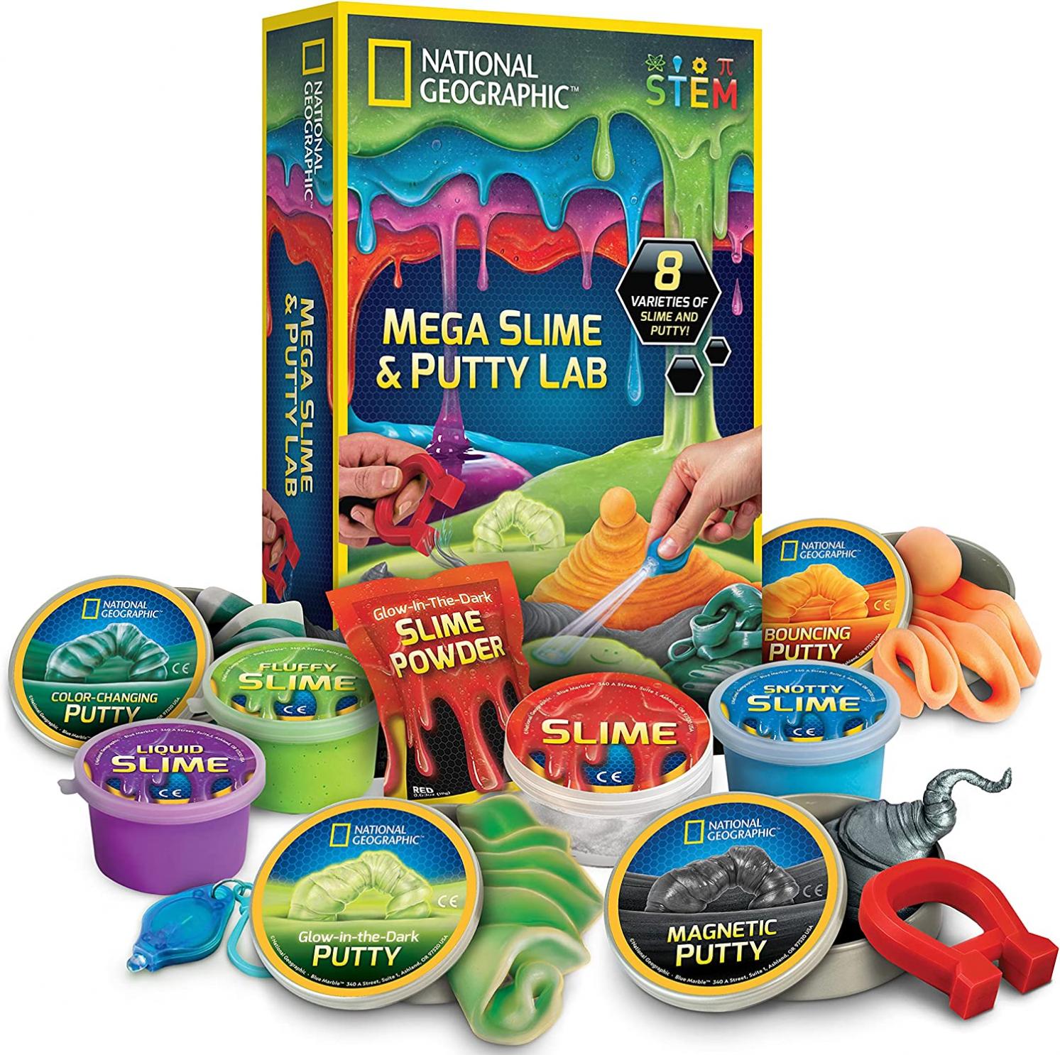 NATIONAL GEOGRAPHIC Mega Slime Kit & Putty Lab - 4 Types of Amazing Slime for Girls & Boys Plus 4 Types of Putty Including Magnetic Putty, Educational STEM Toy & Science Kit (AMAZON EXCLUSIVE)