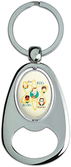 Graphics and More Big Bang Theory Retro Art Keychain Chrome Metal Spinning Oval Bottle Opener