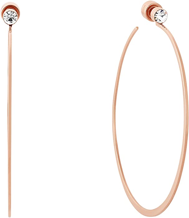 Michael Kors Women's Stainless Steel Rose Gold-Tone Hoop Earrings