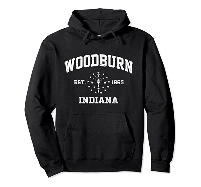 Woodburn Indiana IN vintage state Athletic style Pullover Hoodie
