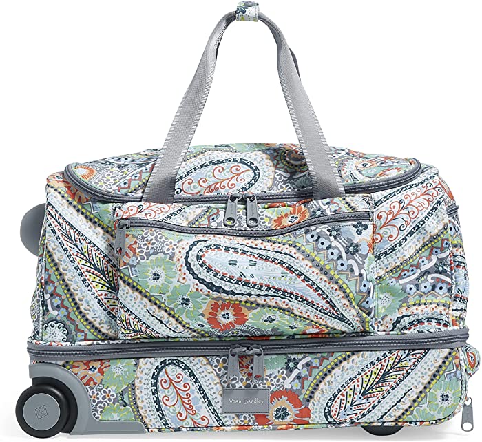 Vera Bradley Women's Recycled Lighten Up ReActive Foldable Rolling Duffle Luggage