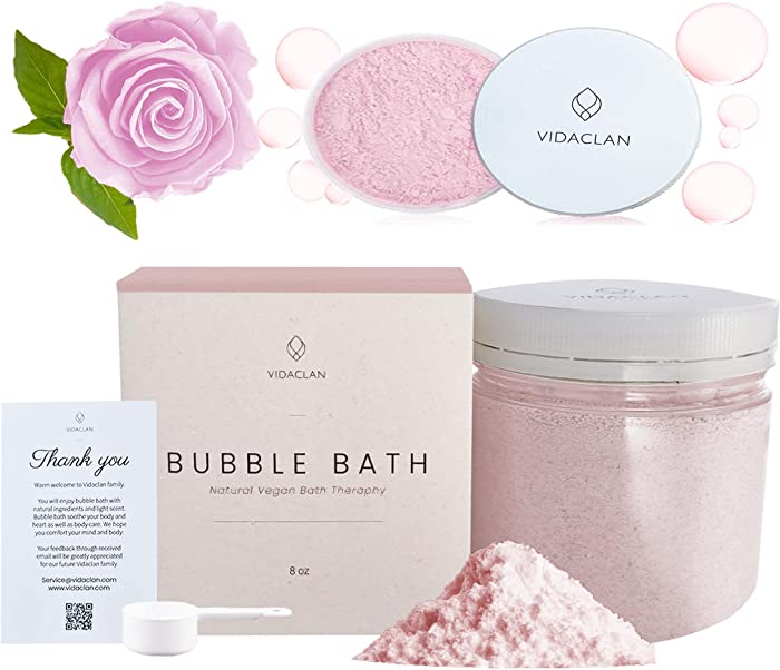 【Vidaclan】Pure & Organic Bubble Bath Powder for Kids & Adult, 100% Handmade, Massive Bubbles to Sleep Better, Relieve Muscle Pain, Soothe Skin, Elevate Mood, Lovely Scent, Made in Korea(Rose Wood)
