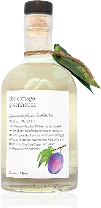 The Cottage Greenhouse Japanese Plum & White Tea Bubbling Bath | 12.5 fl oz / 369 ml