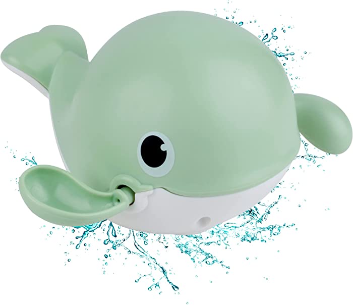Baby Bath Toy，Cute Swimming Whale Bathtub Shower Toy，Wind-up Pool Toys (Green)