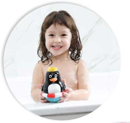 Edushape Roly Poly Penguin Toddler Bath Tub Bathtime Pool Water Toys for 6 Months Above - Pour Water in The Crown and Watch Water Shoot Through The Beak