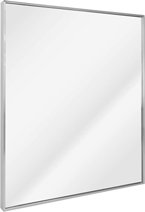 Head West Spectrum Modern Mirror | Stainless Steel Frame with Brushed Nickel Finish - Rectangular Shaped - Horizontal & Vertical Mount - Ideal for Bathroom and Living Room Decor - 30 x 36