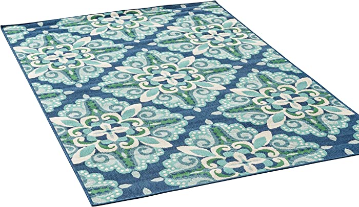 Christopher Knight Home Sage Outdoor Floral 8 x 11 Area Rug, Blue/Green