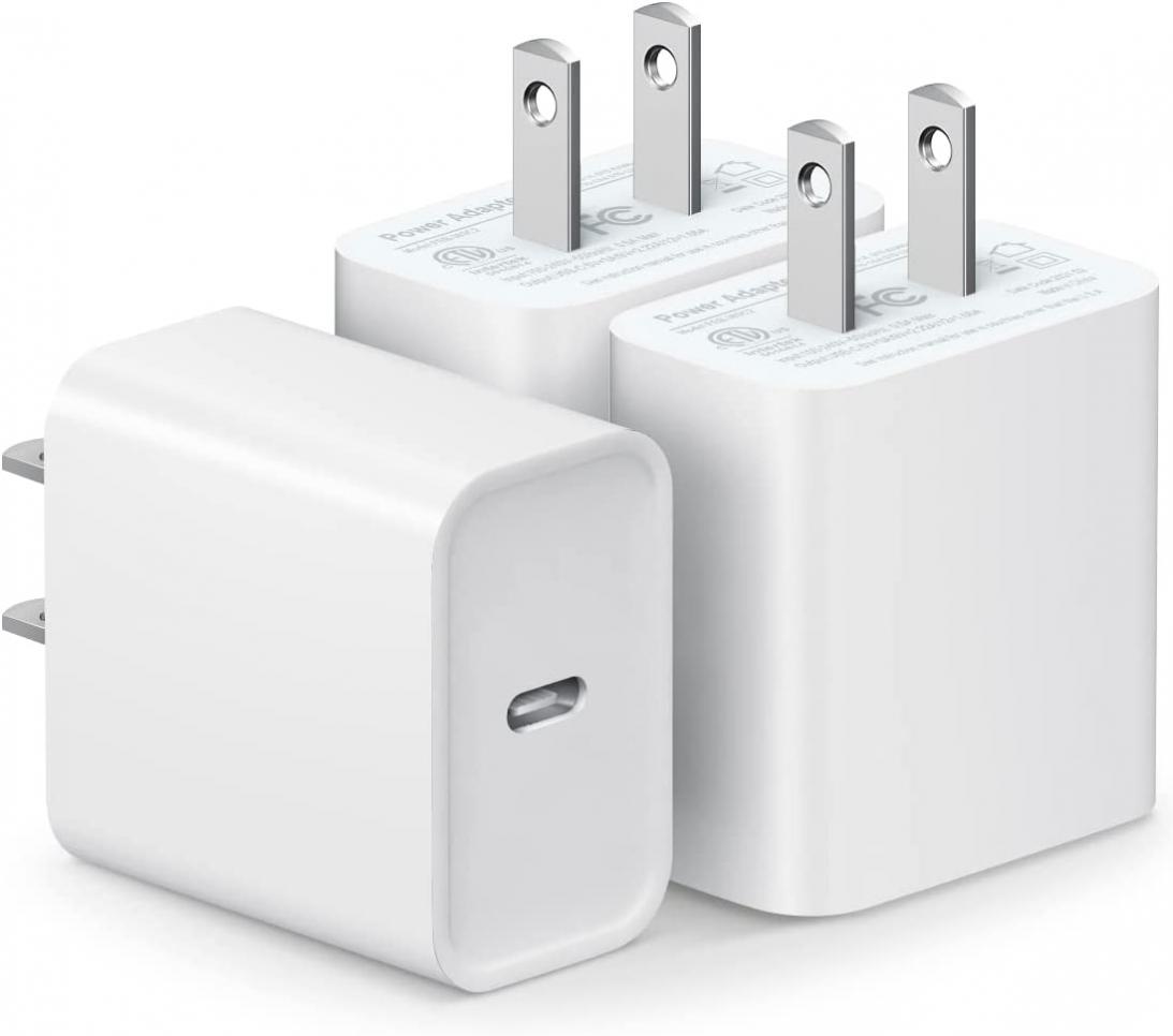 [3 Pack] USB C Wall Charger, iPhone Fast Charger Block 20W PD Power Adapter Compatible with iPhone 14/14 Pro/14 Pro Max/14 Plus/13/12/11, iPad Pro, Google Pixel 5/4/3, Samsung Galaxy S20 S10 and More