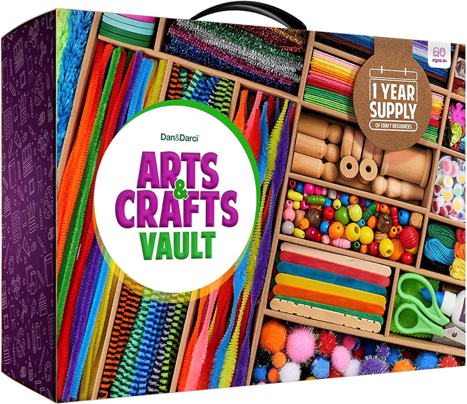 Arts and Crafts Vault - 1000+ Piece Craft Supplies Kit Library in a Box for Kids Ages 4 5 6 7 8 9 10 11 & 12 Year Old Girls & Boys - Crafting Set Kits - Gift Ideas for Kids Art Project Activity