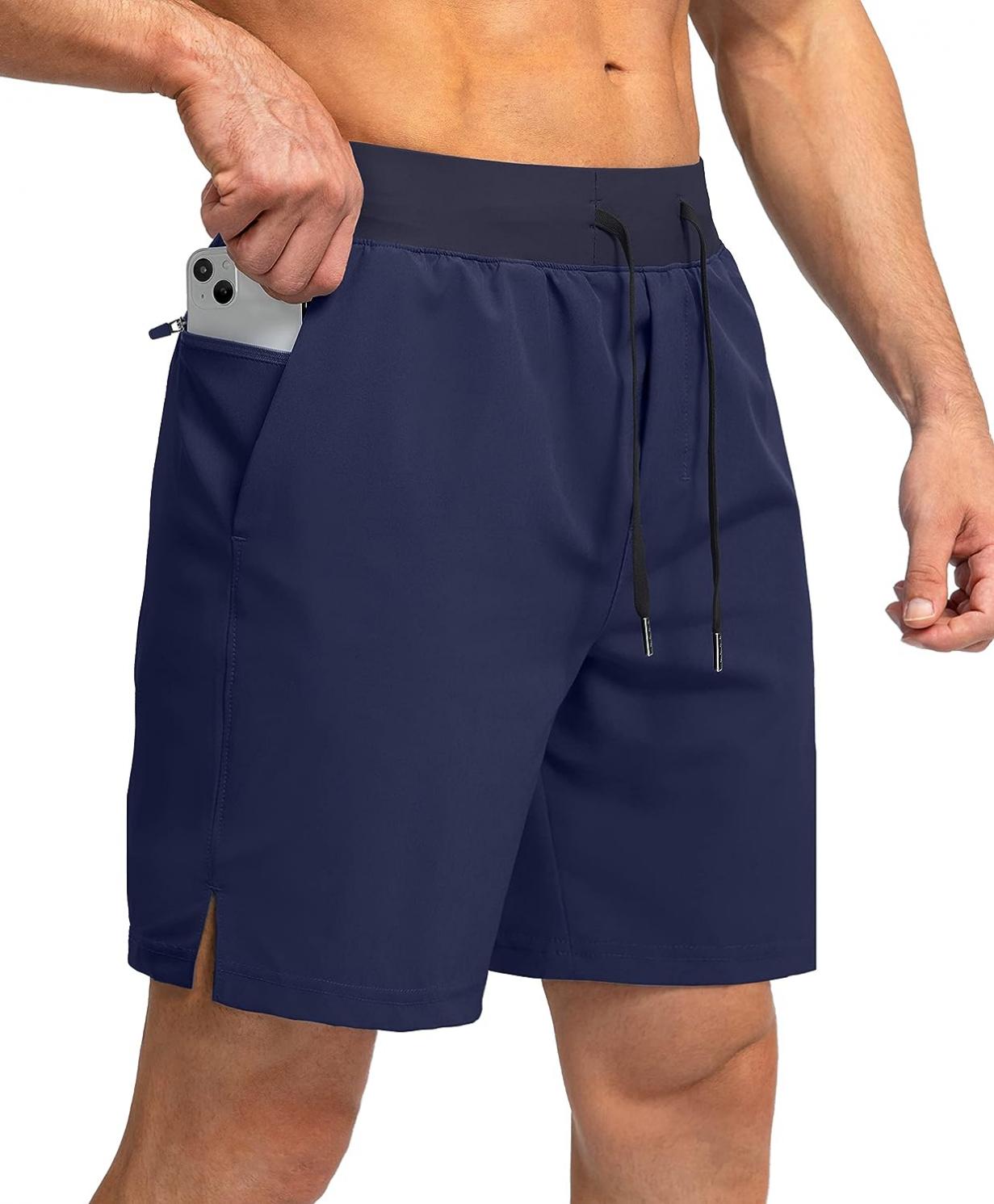 Men's Running Shorts with Zipper Pockets 7 Inch Lightweight Quick Dry Gym Workout Athletic Shorts for Men