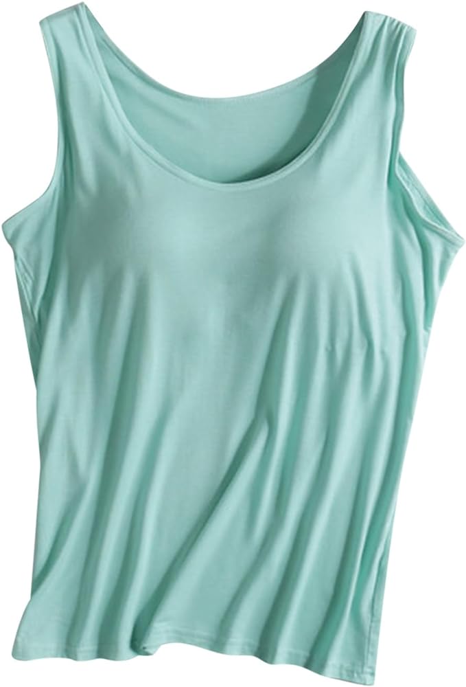 Lastesso Tank Tops with Built in Bras Trendy 2024 Summer Tank Top for Women Casual Loose Fit Sleeveless Shirt Casual Homewear
