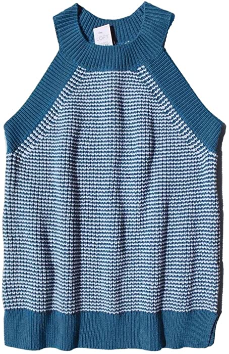 Ann Taylor LOFT - Women's - Teal Blue Striped Halter Sweater Tank Top