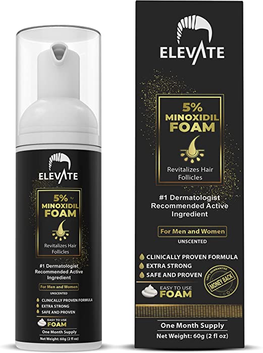 ELEVATE 5% Minoxidil Foam for Hair Loss and Hair Regrowth - Unscented Topical Aerosol 5% Treatment for Thinning Hair - Restore Vertex Hair Loss & Supports Hair Regrowth for Men & Women 1 Month Supply