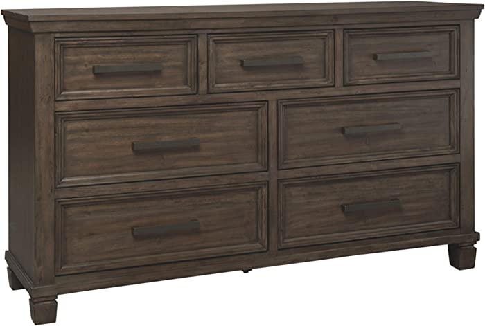 Signature Design by Ashley Johurst Rustic Traditional 7 Drawer Dresser with Dovetail Construction, Distressed Grayish Brown