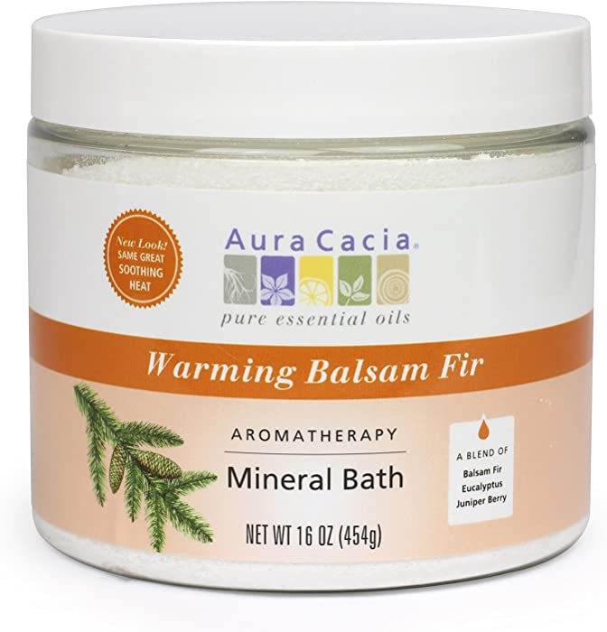 Aura Cacia Aromatherapy Mineral Bath, Warming Balsam Fir, 16 ounce jar (Pack of 2)