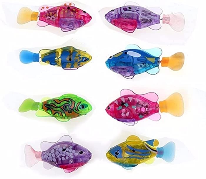 5 PCS Electronic Fish Baby Summer Bath Toy Pet Cat Toys Swimming Robot Fish with LED Light Water Swim Pool Bathtub Toys Christmas Birthday Gifts